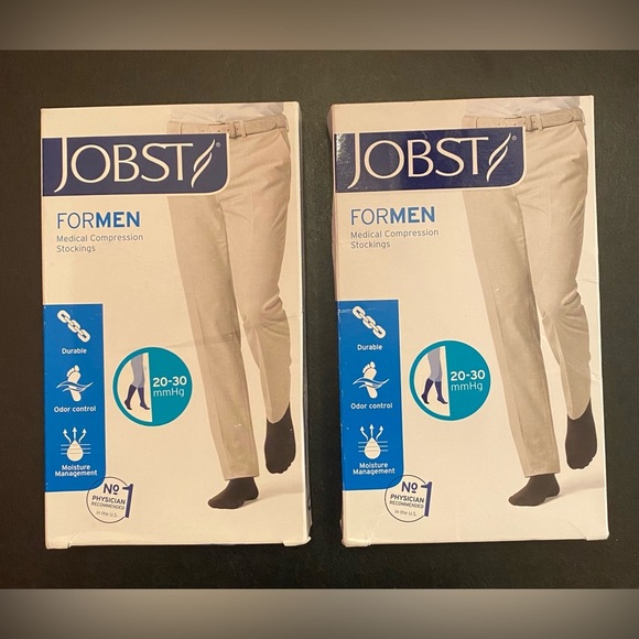 JOBST for Men 2 Pair Compression Stockings Knee High 20-30 mmHg Open Toe Size L - Picture 1 of 10